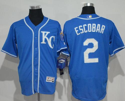 Royals #2 Alcides Escobar Royal Blue Flexbase Authentic Collection Stitched MLB Jersey
